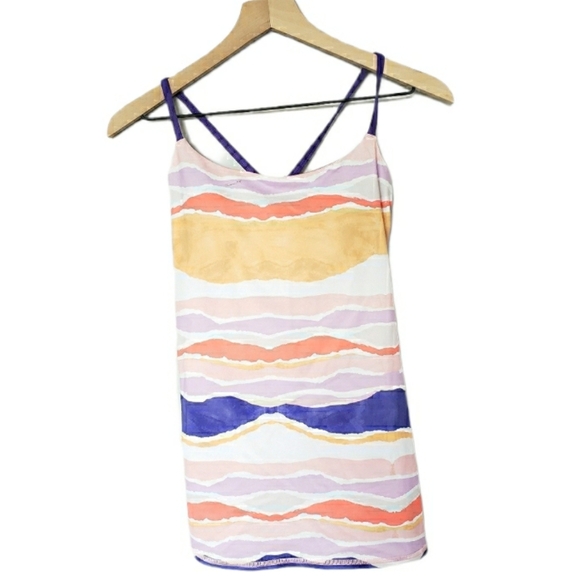 Lululemon Dancing Warrior Strappy Back Tank Top SZ 6 Purple Orange Yoga - Picture 1 of 5